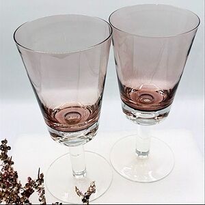 2 Crate & Barrel Amethyst Glasses. Bit of Pink and Purple Tones